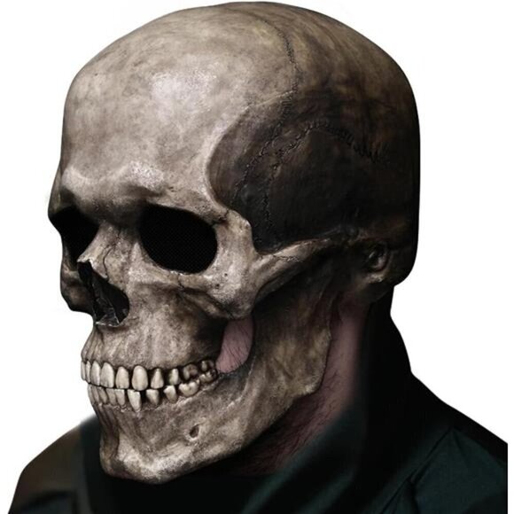 Full Head Skull Mask with Movable Jaw, Halloween Scary Mask Head Realistic Latex - Picture 1 of 7